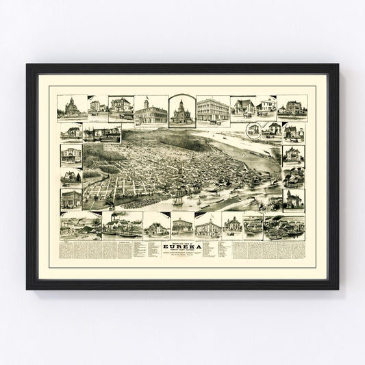 Vintage Map of Eureka, California 1889
