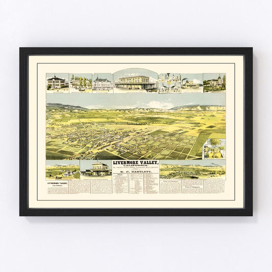 Vintage Map of Livermore Valley, California 1889