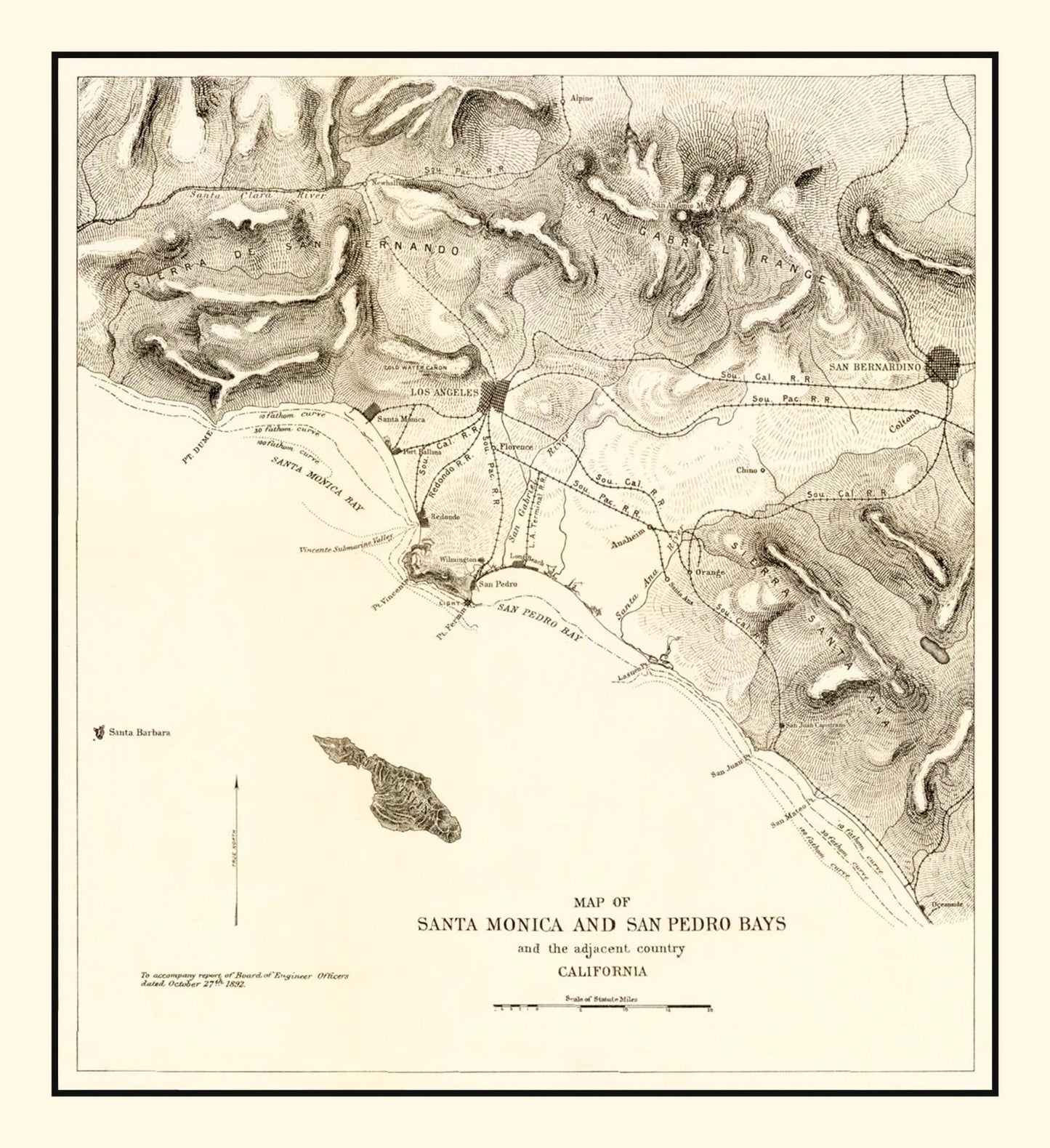 Vintage Map of Santa Monica, California 1892