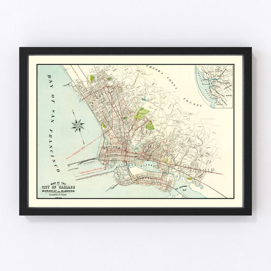 Vintage Map of Berkeley, California 1899