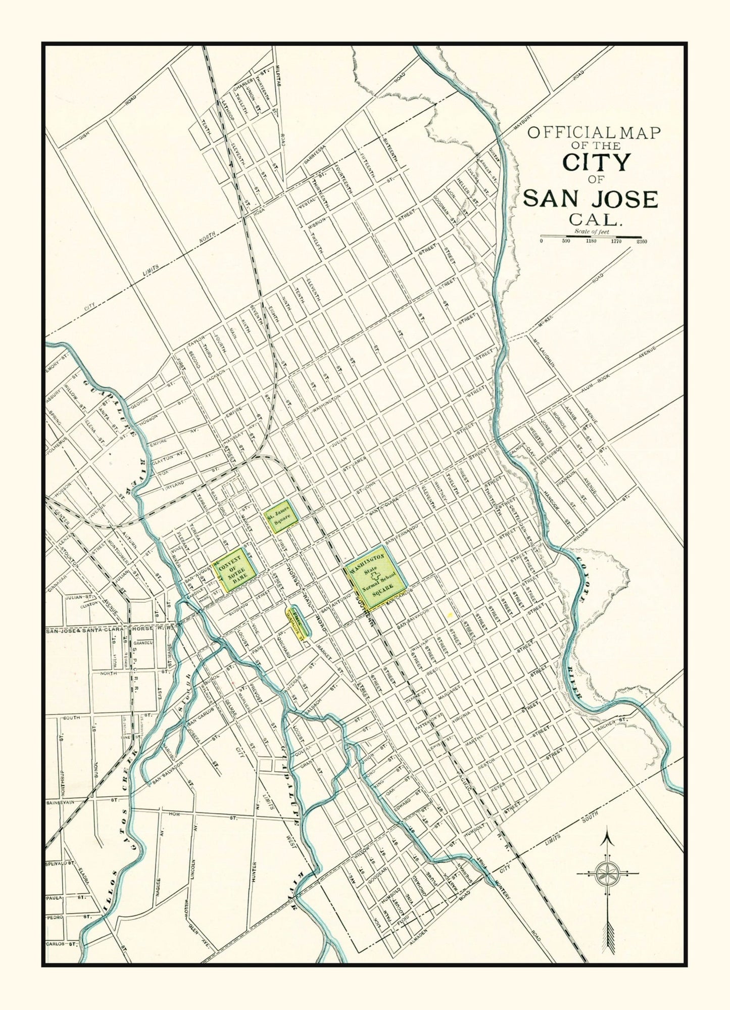 Vintage Map of San Jose, California 1899