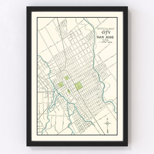 Vintage Map of San Jose, California 1899