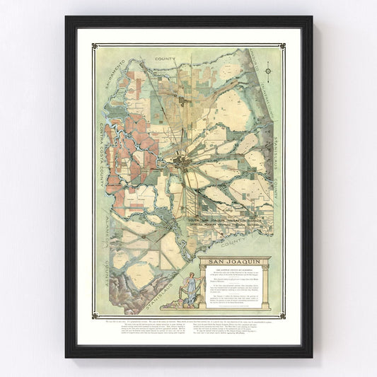 Vintage Map of San Joaquin, California 1910