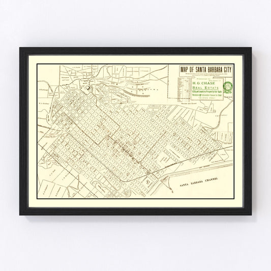 Vintage Map of Santa Barbara, California 1916