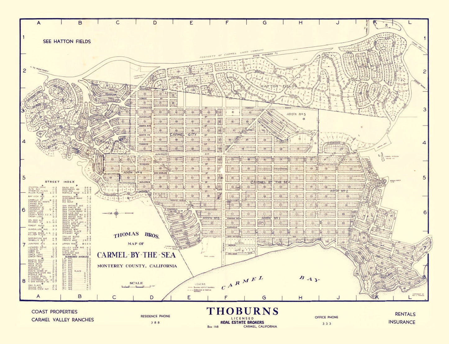 Vintage Map of Carmel-By-The-Sea, California 1920