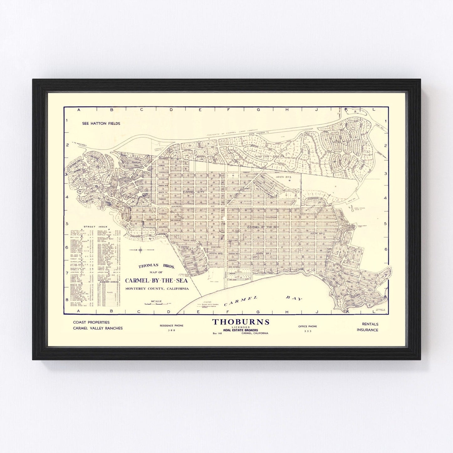 Vintage Map of Carmel-By-The-Sea, California 1920