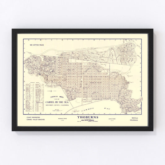 Vintage Map of Carmel-By-The-Sea, California 1920