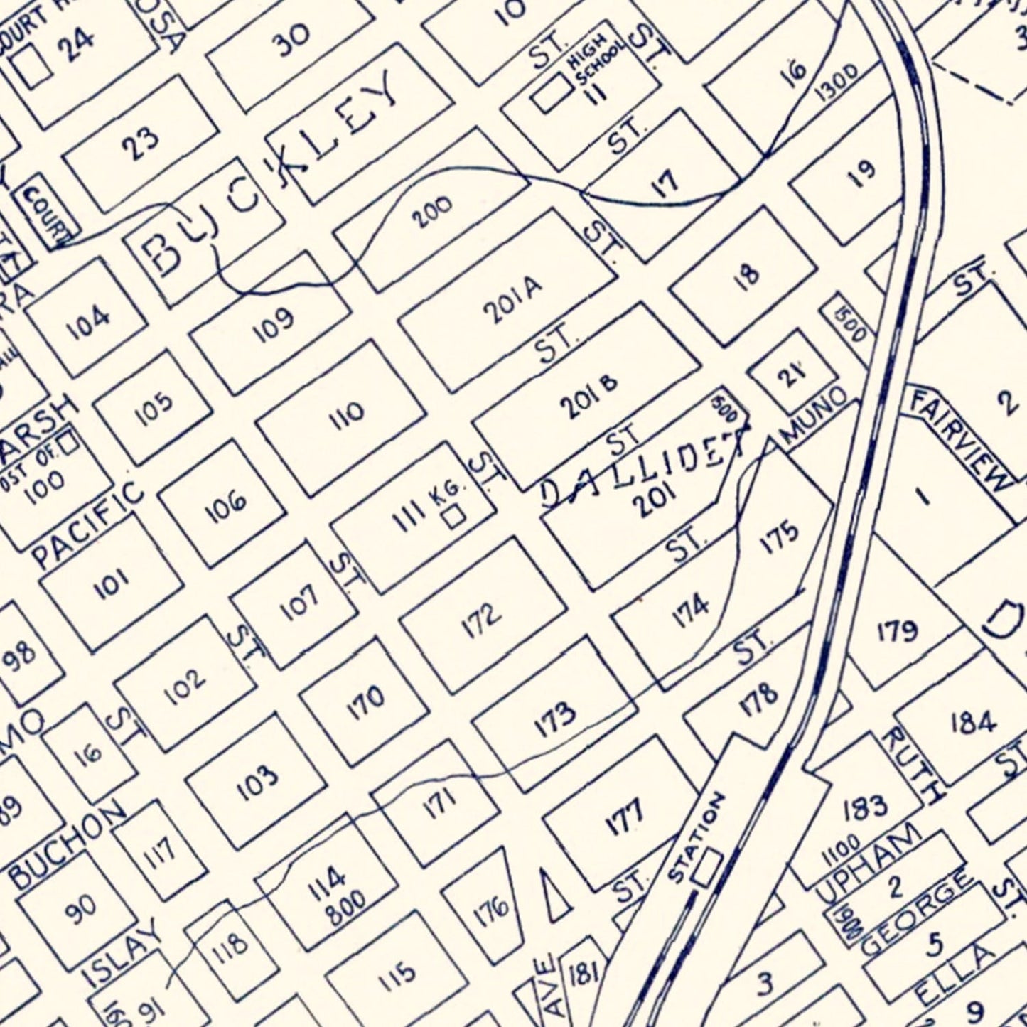 Vintage Map of San Luis Obispo, California 1920