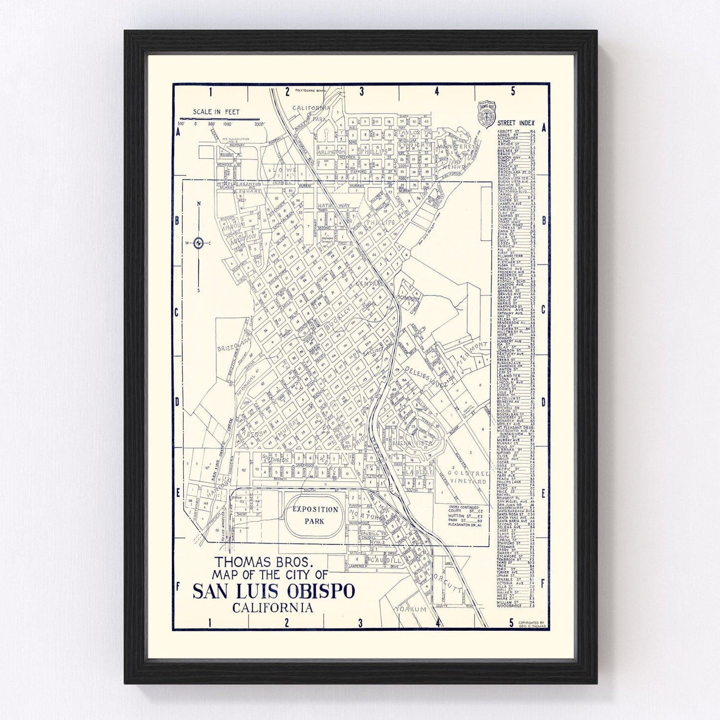 Vintage Map of San Luis Obispo, California 1920
