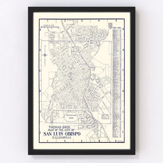 Vintage Map of San Luis Obispo, California 1920