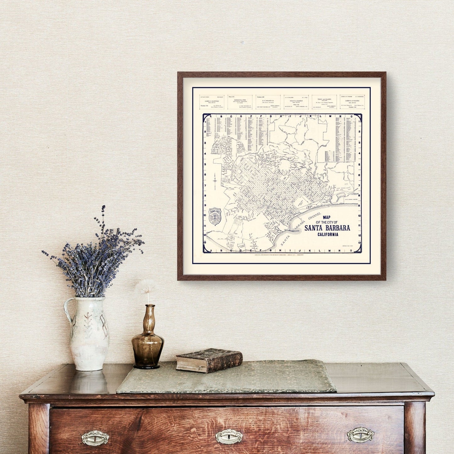Vintage Map of Santa Barbara, California 1920