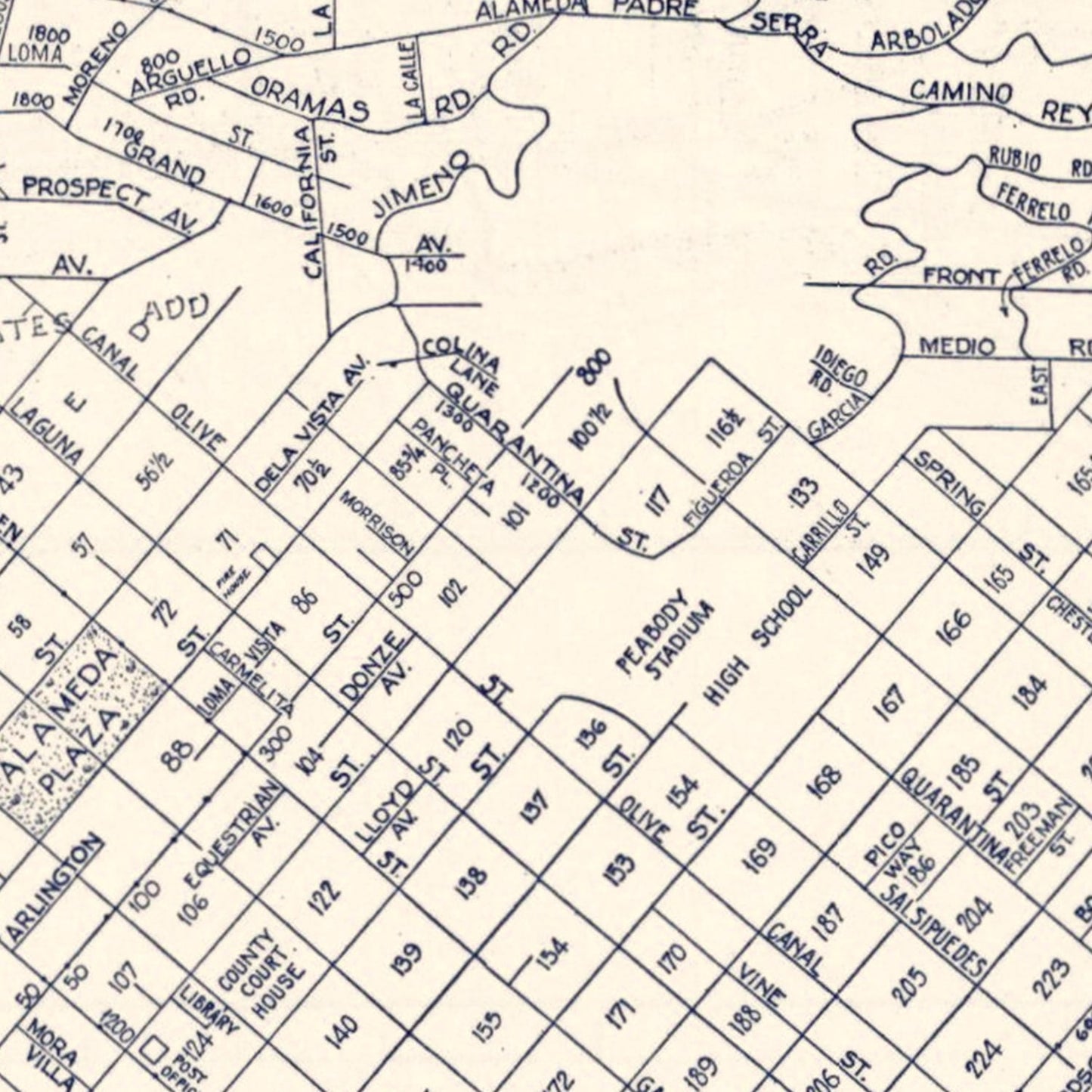 Vintage Map of Santa Barbara, California 1920