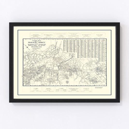Vintage Map of Palo Alto, California 1920