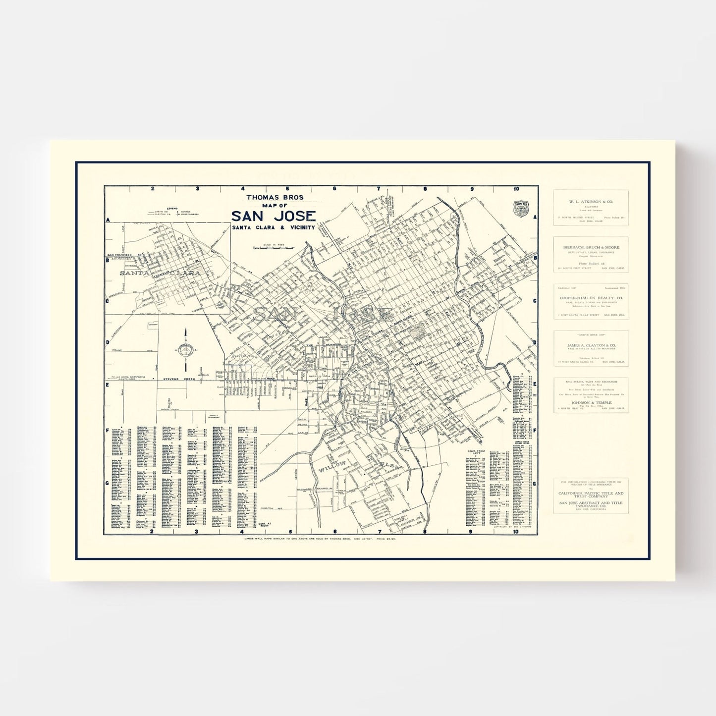 Vintage Map of San Jose, California 1920