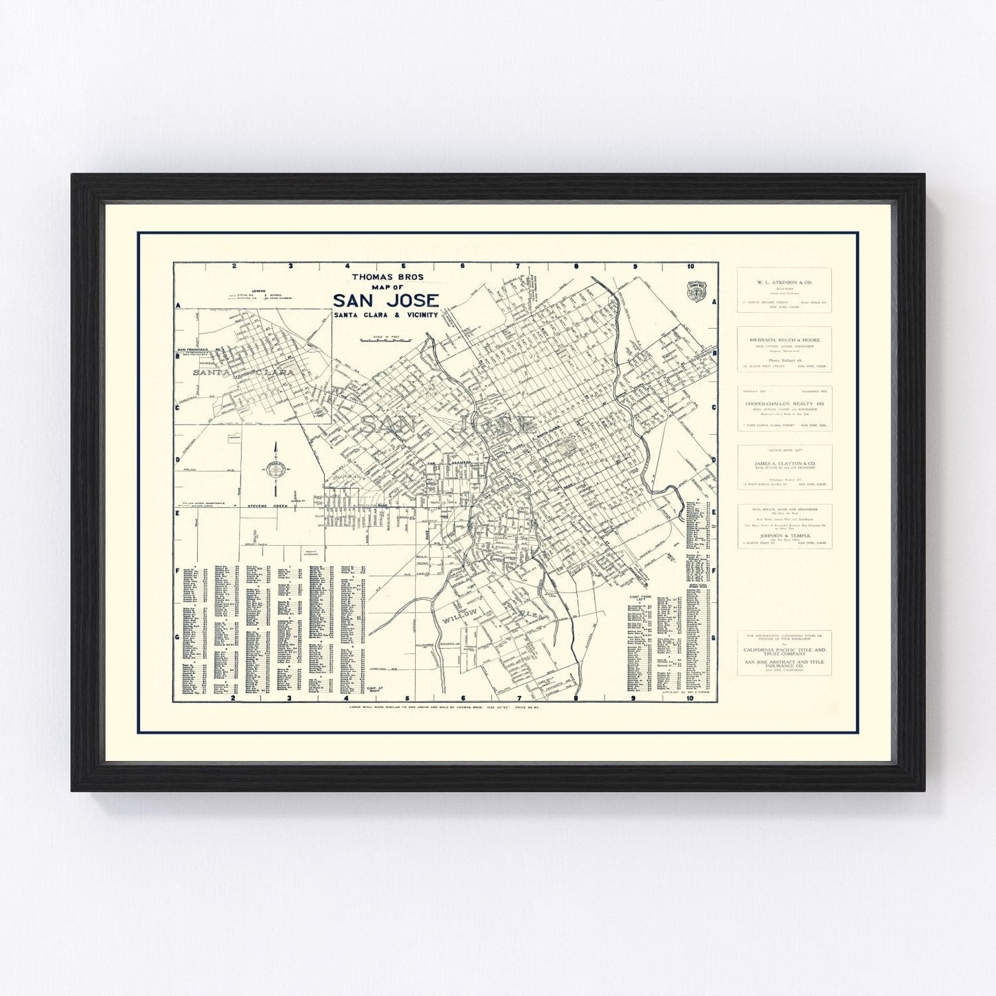 Vintage Map of San Jose, California 1920
