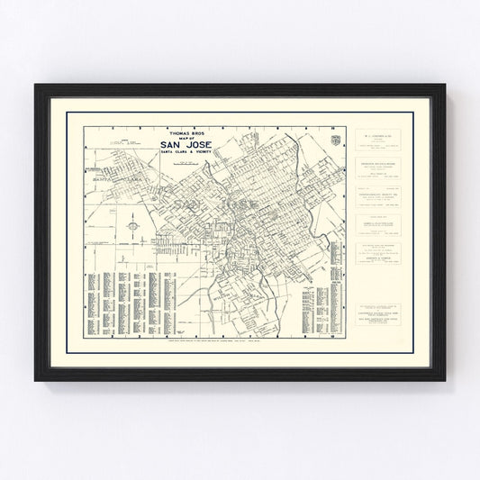 Vintage Map of San Jose, California 1920