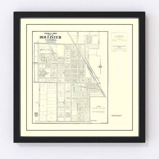 Vintage Map of Hollister, California 1920