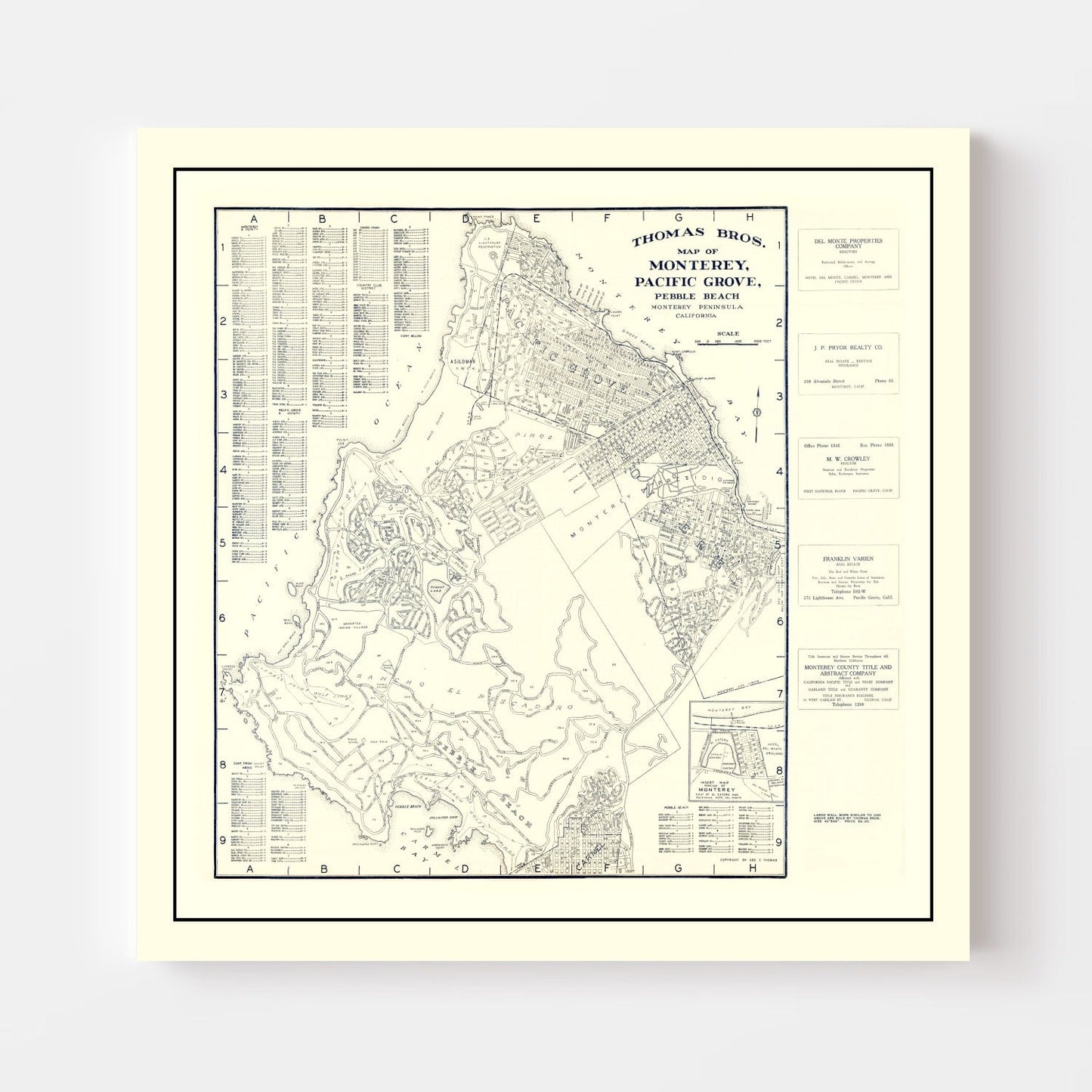 Vintage Map of Monterey, California 1920