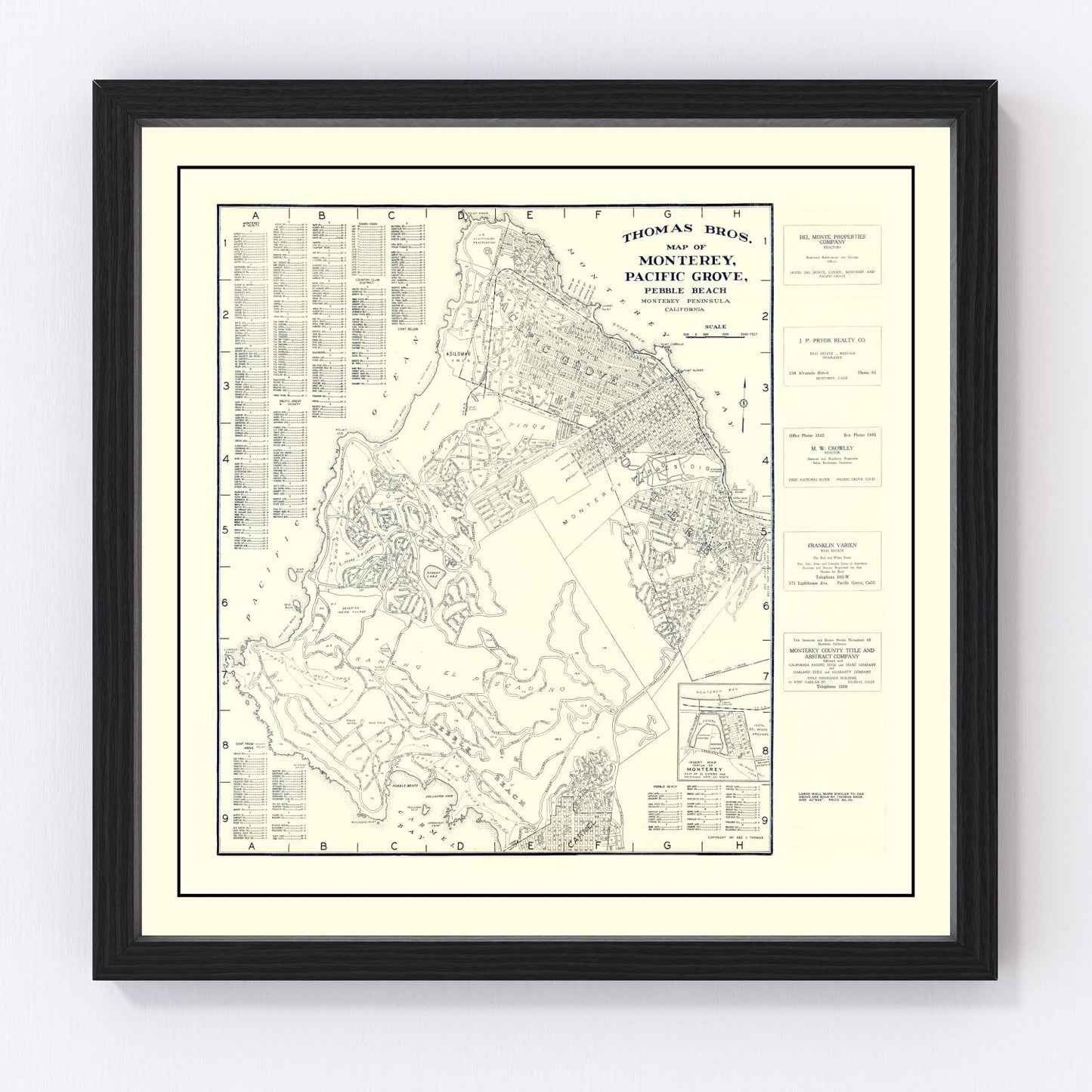 Vintage Map of Monterey, California 1920