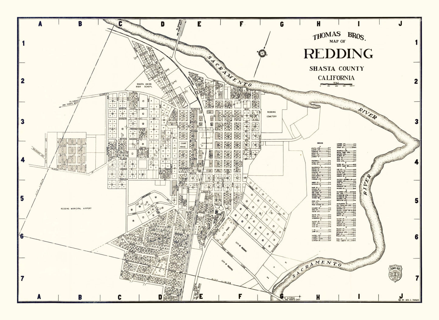 Vintage Map of Redding, California 1920