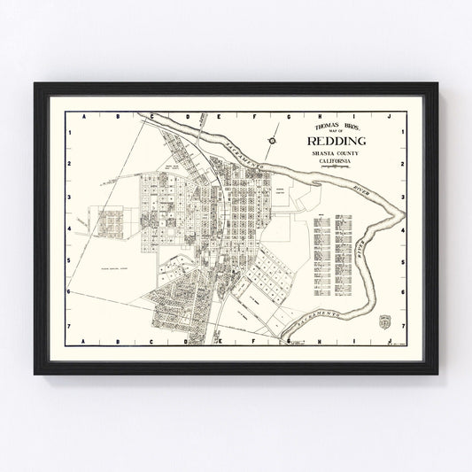 Vintage Map of Redding, California 1920