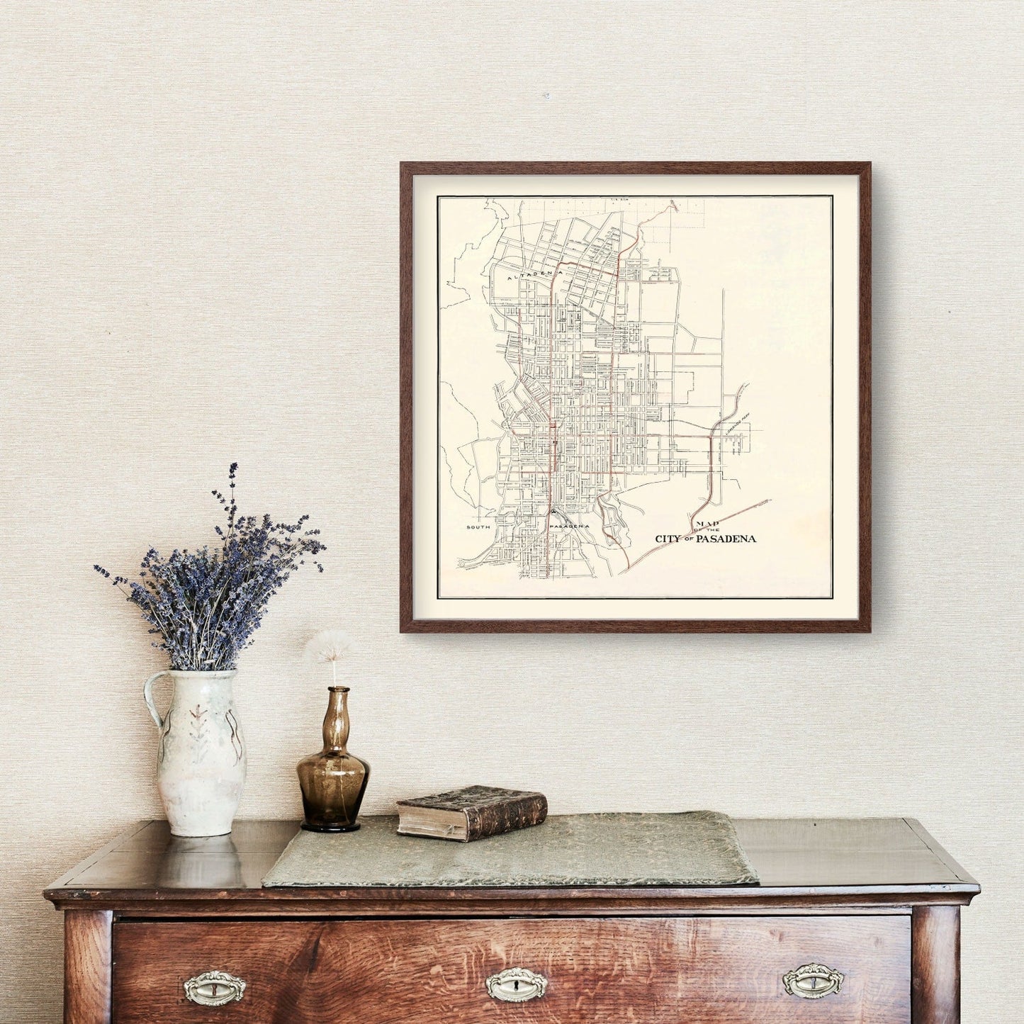 Vintage Map of Pasadena, California 1922