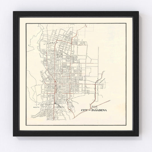 Vintage Map of Pasadena, California 1922