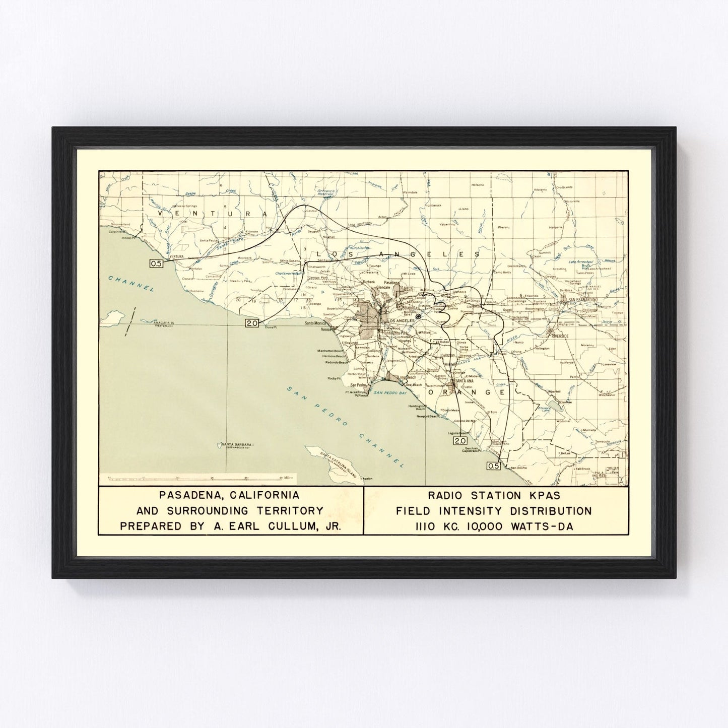 Vintage Map of Pasadena, California 1935