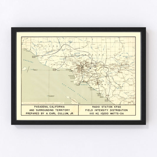 Vintage Map of Pasadena, California 1935