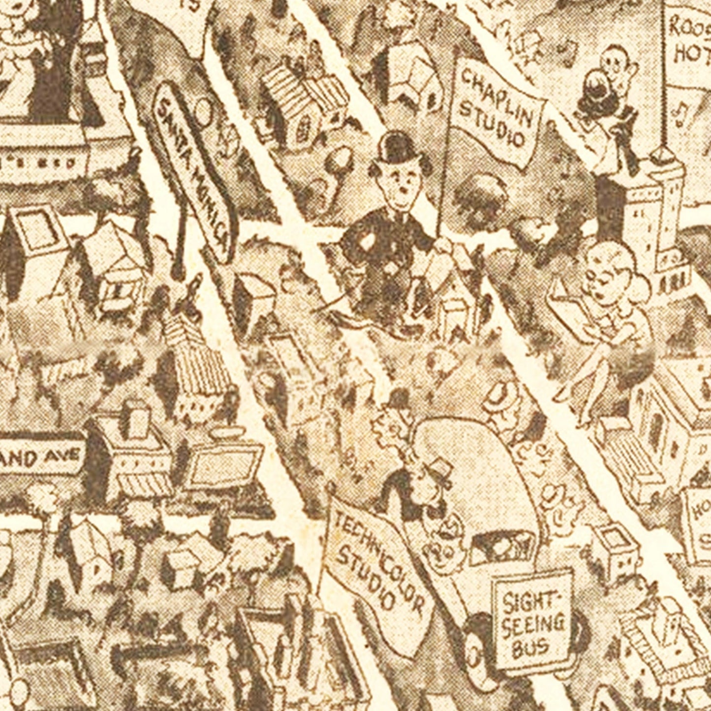 Vintage Map of Hollywood, California 1940