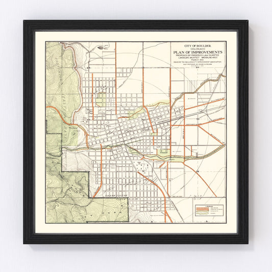 Vintage Map of Boulder, Colorado 1910