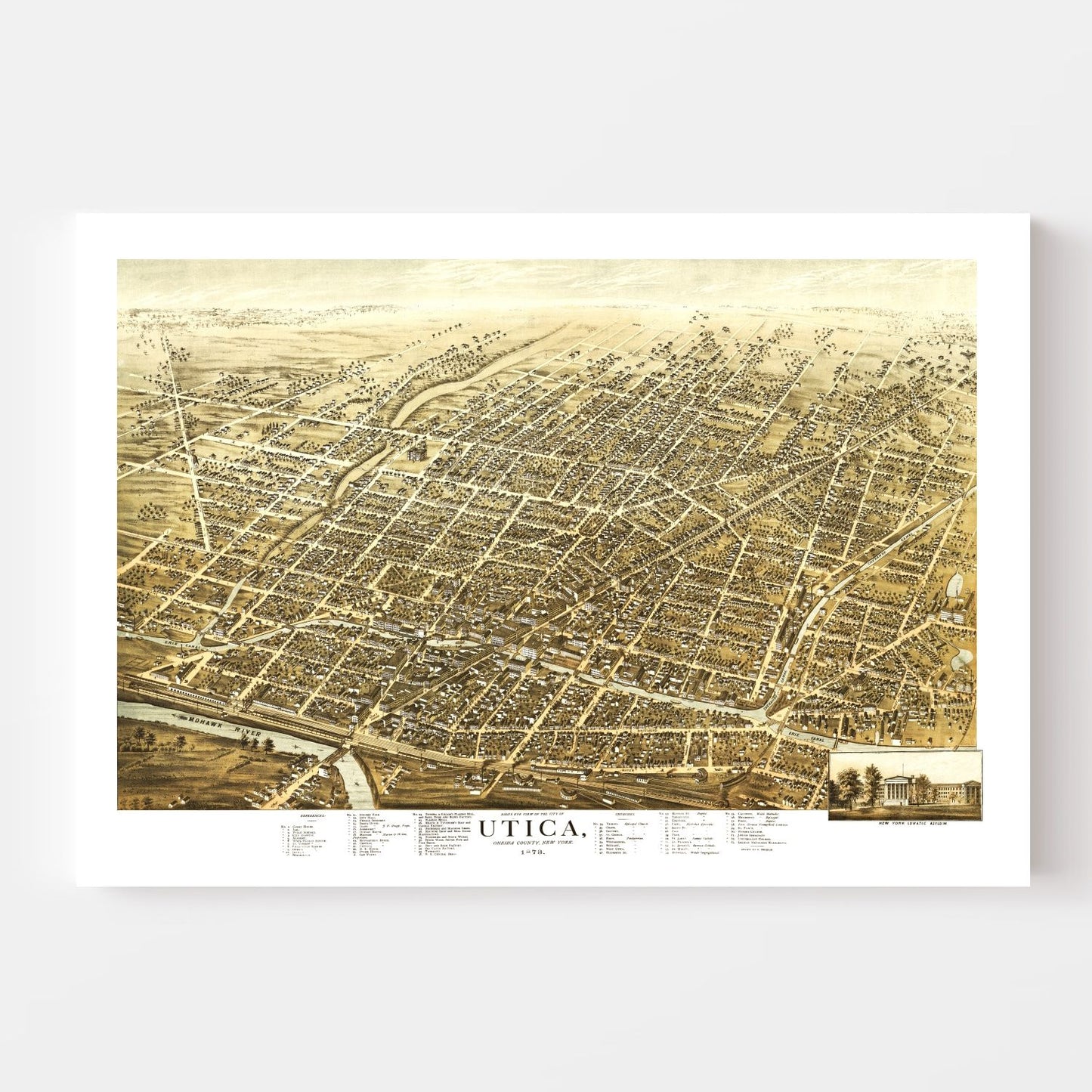 Vintage Map of Utica, New York 1873