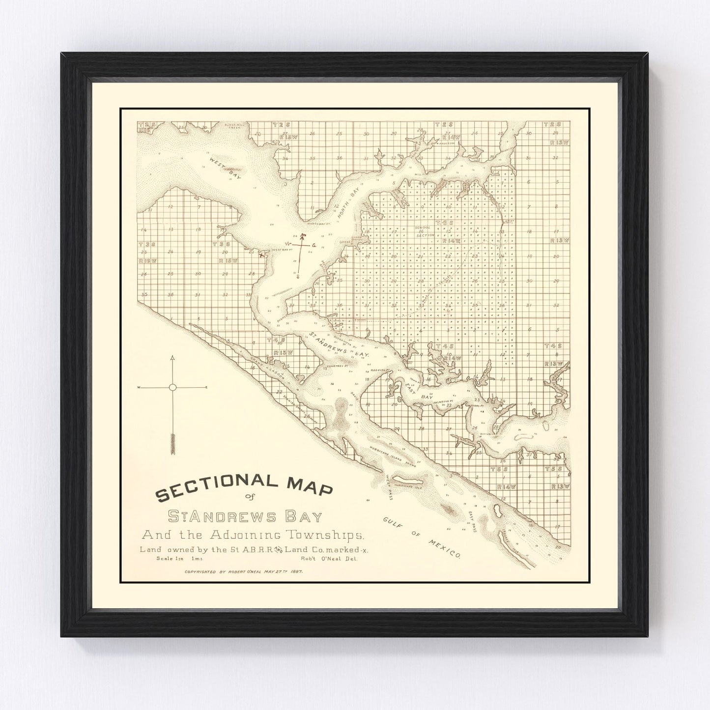 Vintage Map of Panama City, Florida 1887