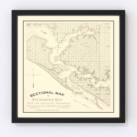 Vintage Map of Panama City, Florida 1887