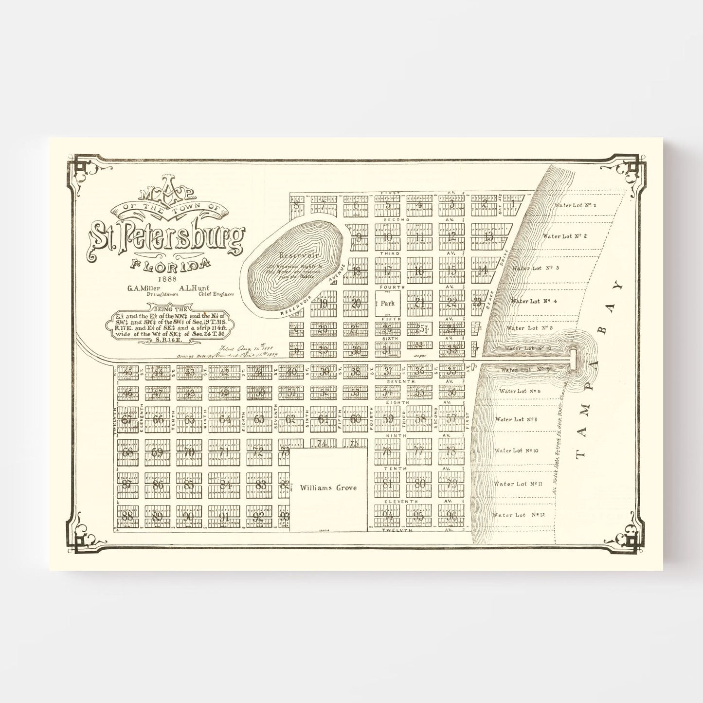 Vintage Map of St. Petersburg, Florida 1889