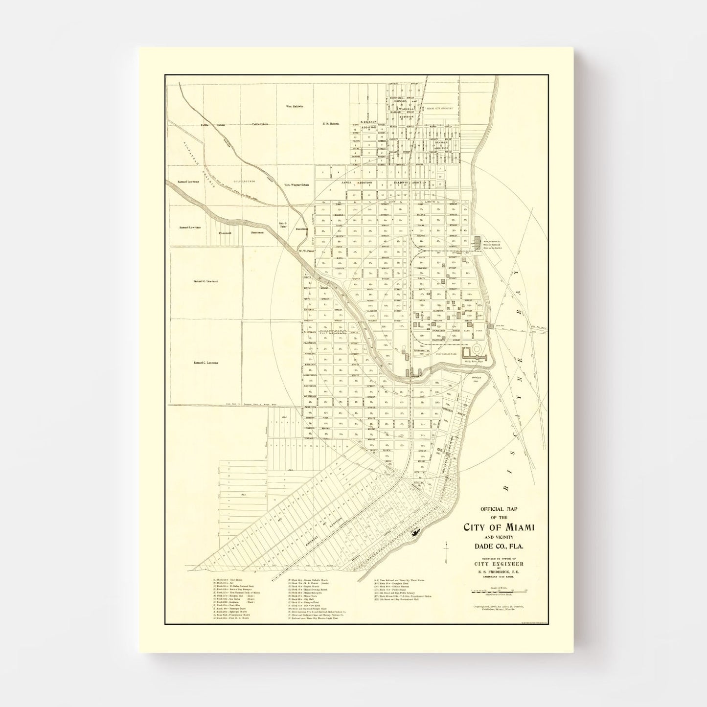 Vintage Map of Miami, Florida 1905