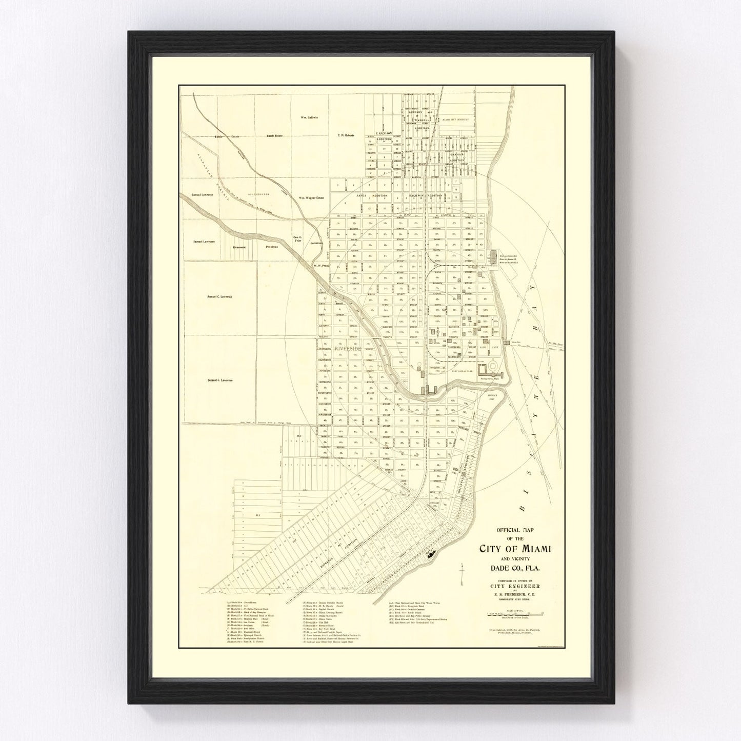 Vintage Map of Miami, Florida 1905