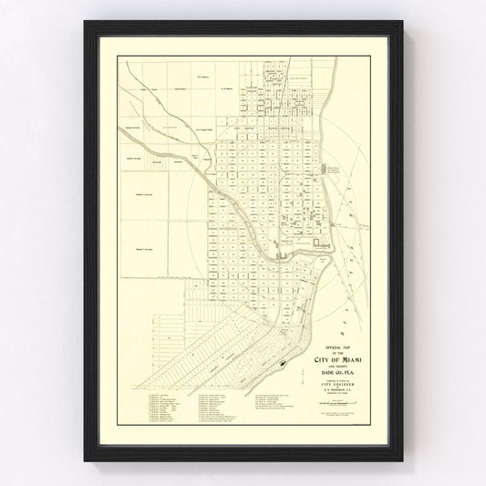 Vintage Map of Miami, Florida 1905