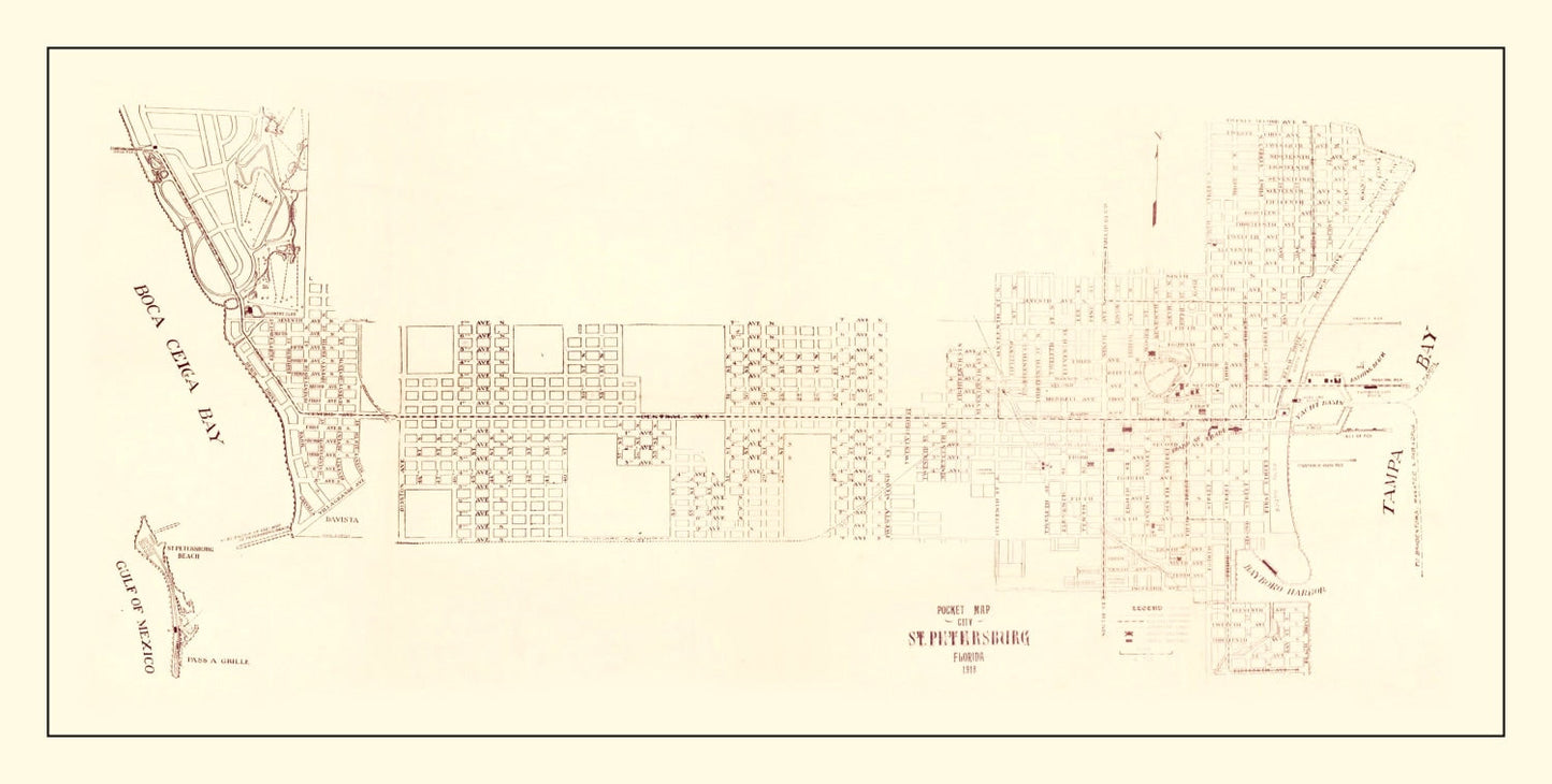 Vintage Map of St. Petersburg, Florida 1918