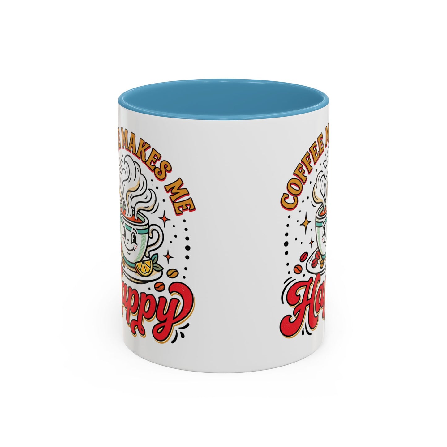 Coffee Mug — "Coffee Makes Me Happy" Cute Retro Accent Mug (11/15oz)