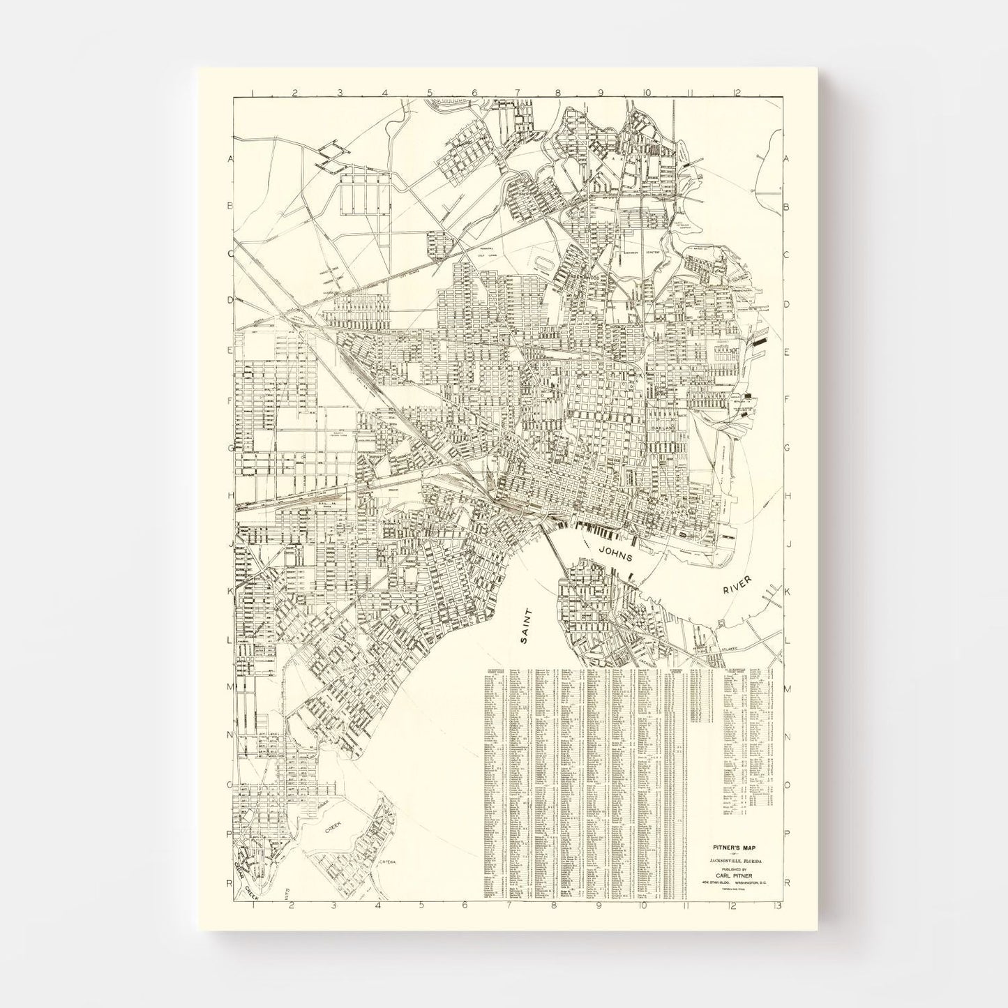 Vintage Map of Jacksonville, Florida 1929