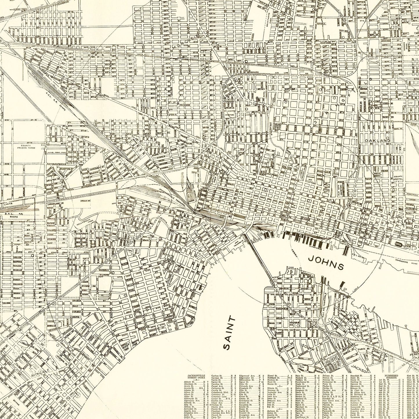 Vintage Map of Jacksonville, Florida 1929
