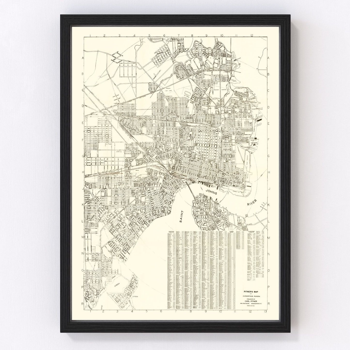 Vintage Map of Jacksonville, Florida 1929