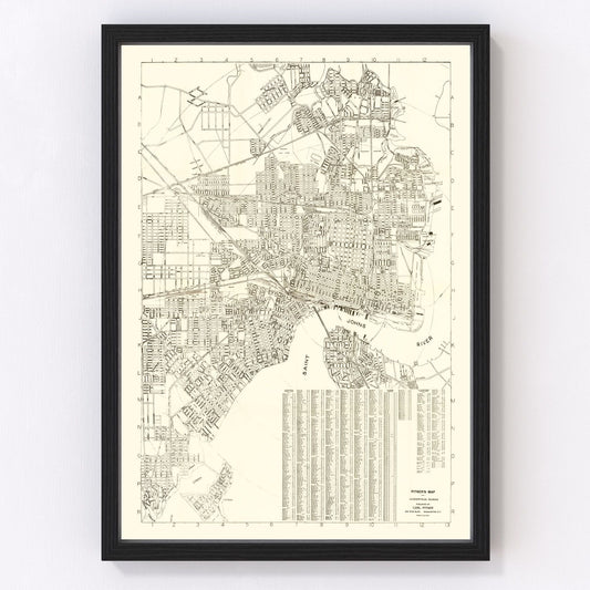 Vintage Map of Jacksonville, Florida 1929