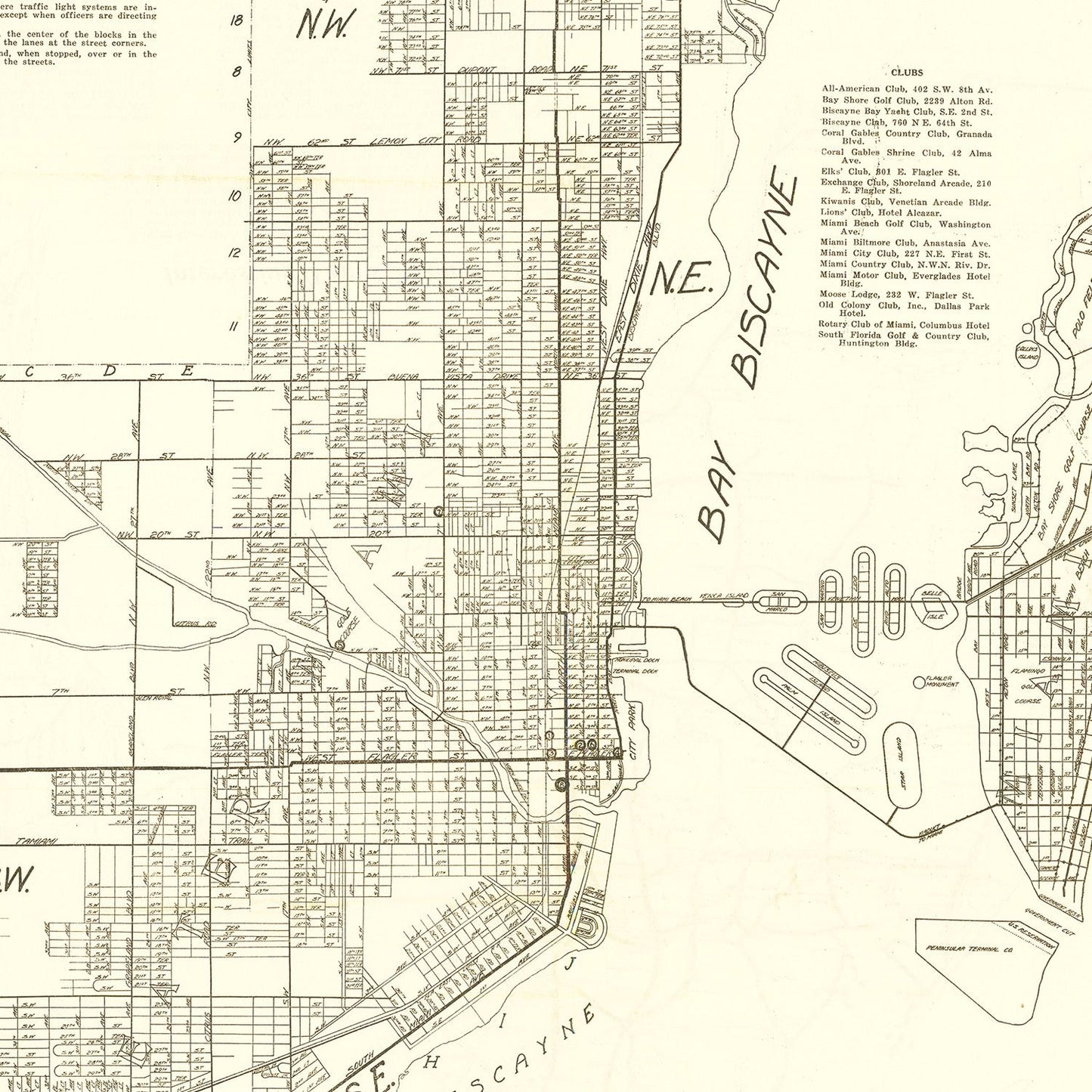 Vintage Map of Miami, Florida 1929