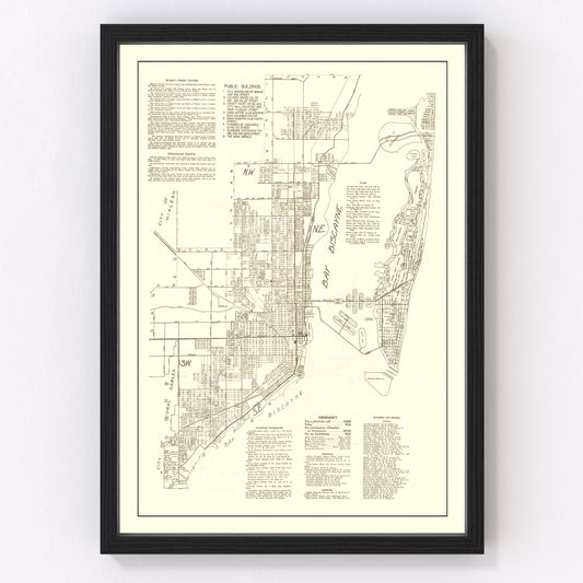 Vintage Map of Miami, Florida 1929