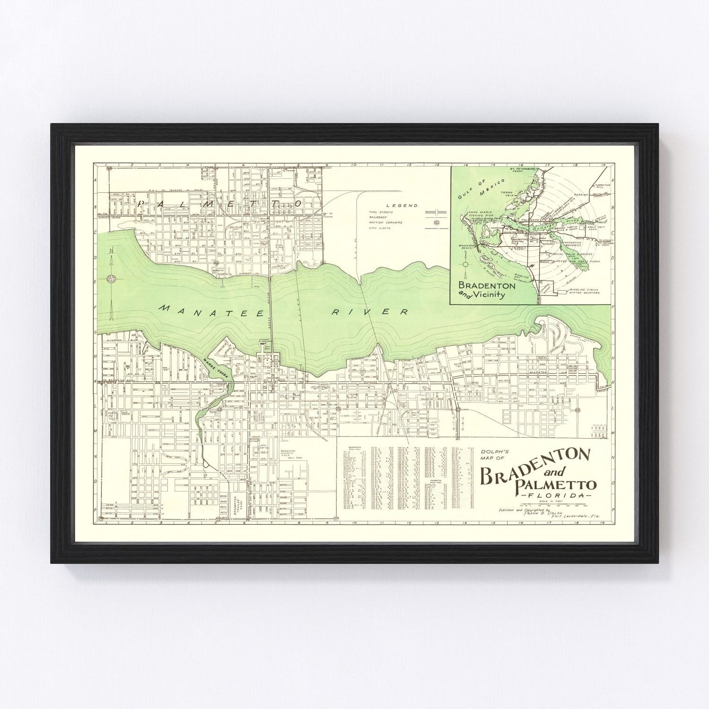 Vintage Map of Bradenton, Florida 1940