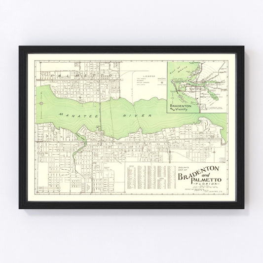 Vintage Map of Bradenton, Florida 1940