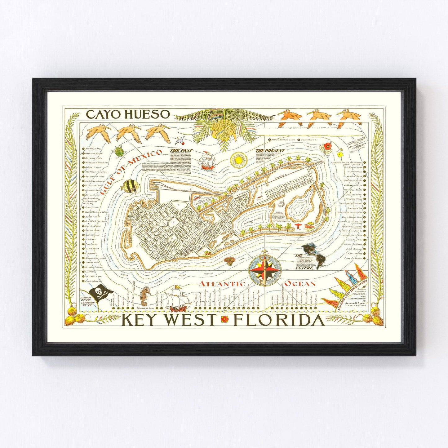 Vintage Map of Key West, Florida 1940