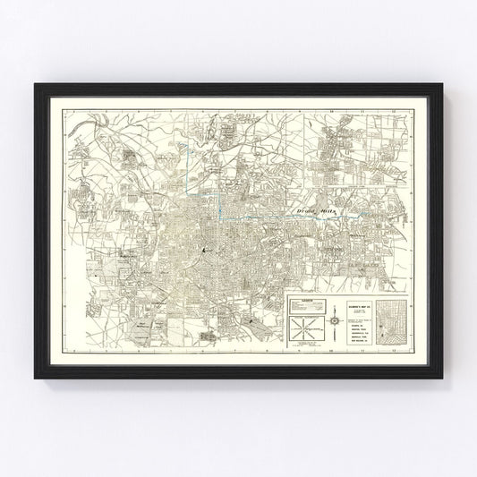 Vintage Map of Atlanta, Georgia 1947